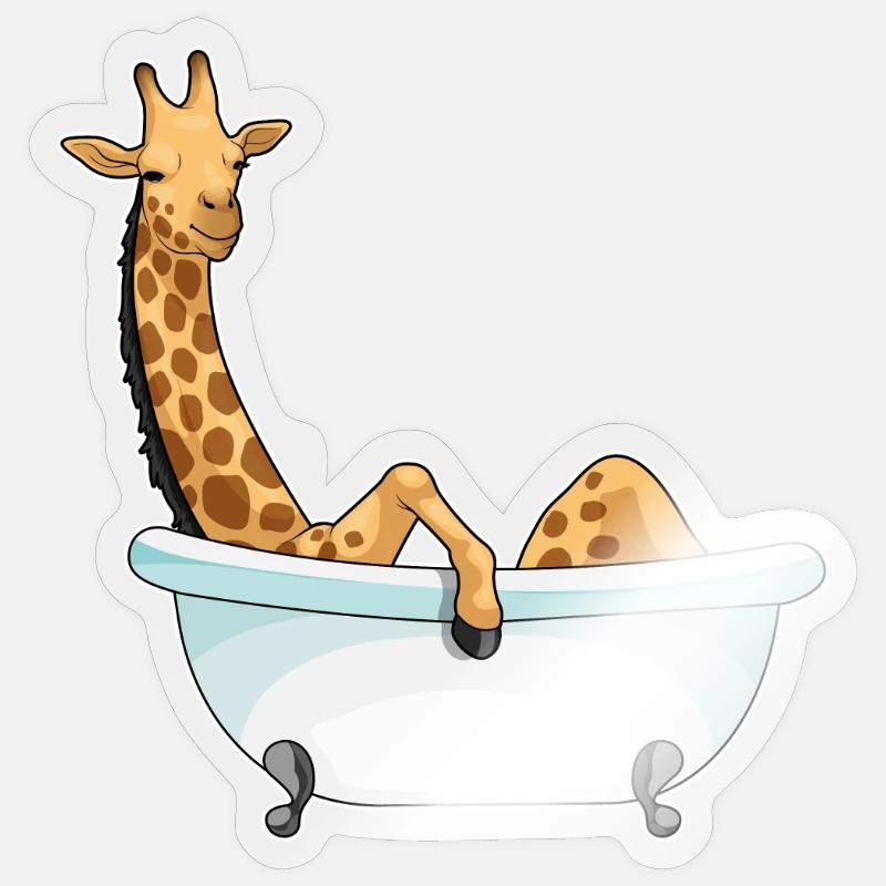 Baignoire girafe - Sticker taille S (10 x 10 cm) - brillant transparent