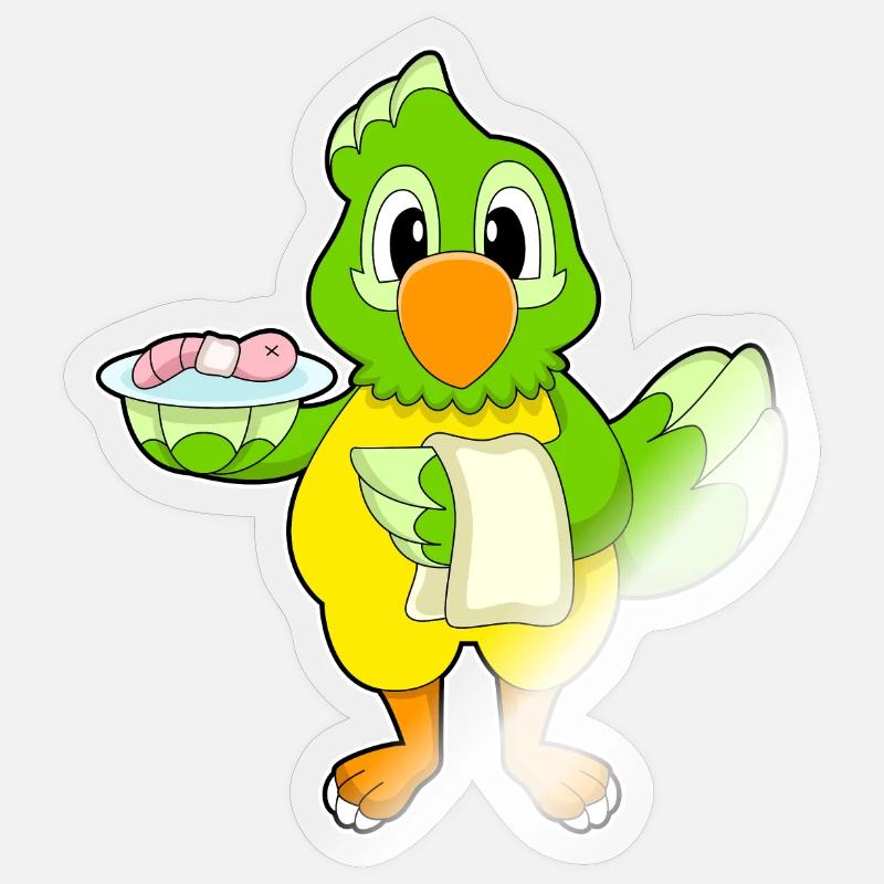Parrot Cook Worm - Sticker taille S (10 x 10 cm) - brillant transparent