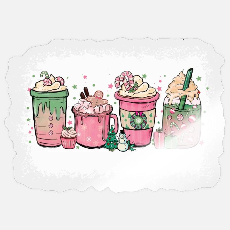 Cup Hot Chocolate Peppermint Mocha - Sticker size S (10 x 10 cm) - transparent glossy