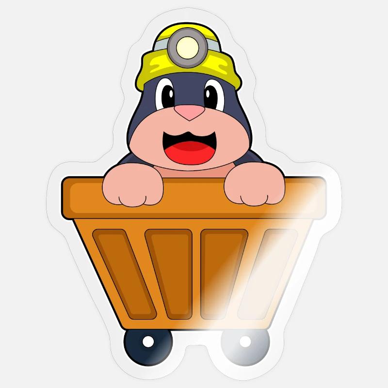 Maulwurf Bergbau Container - Sticker Größe S (10 x 10 cm) - Transparent glänzend