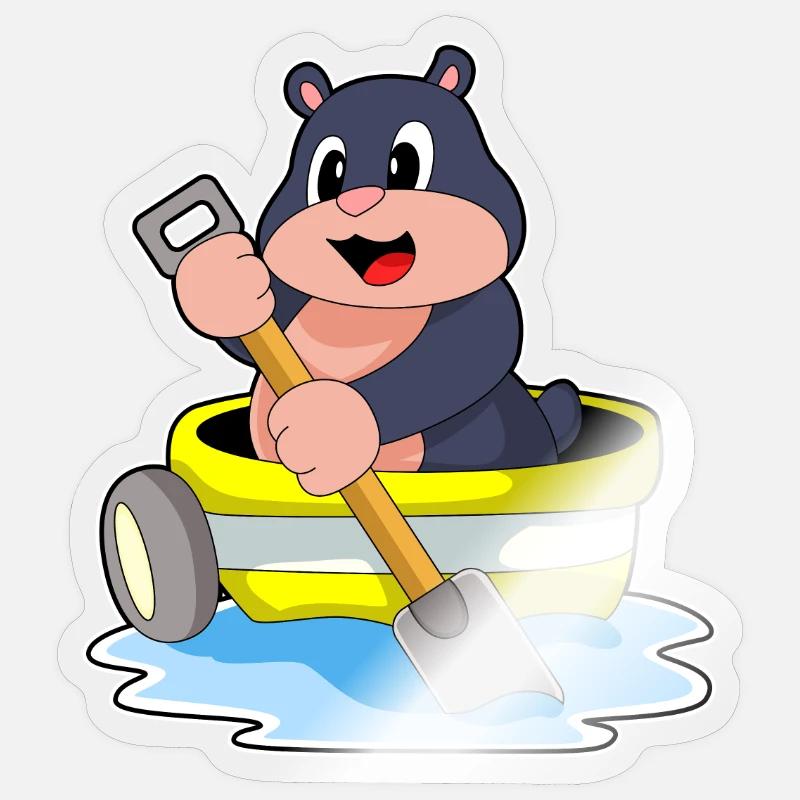 Mole Shovel Boat - Sticker taille S (10 x 10 cm) - brillant transparent