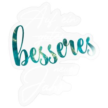 Neujahrswunsch Handlettering - Sticker Größe S (10 x 10 cm) - Transparent glänzend - Vorne