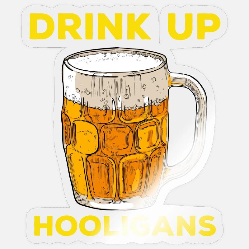 st Patricks Day Drink up hooligans Sticker Größe S (10 x 10 cm)