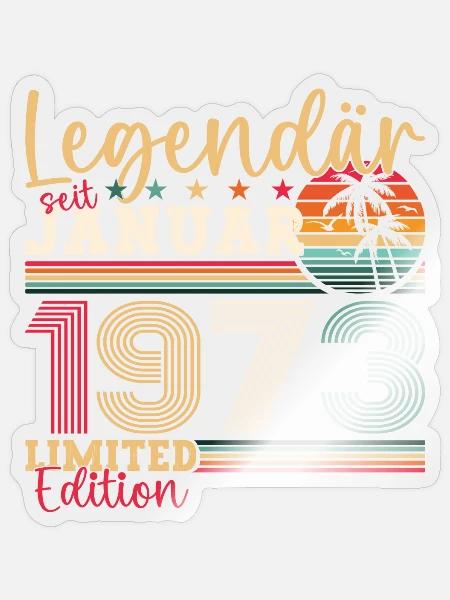 Jahrgang 1973 Januar 50. Geburtstag Geschenk Mann - Sticker Größe S (10 x 10 cm) - Transparent glänzend