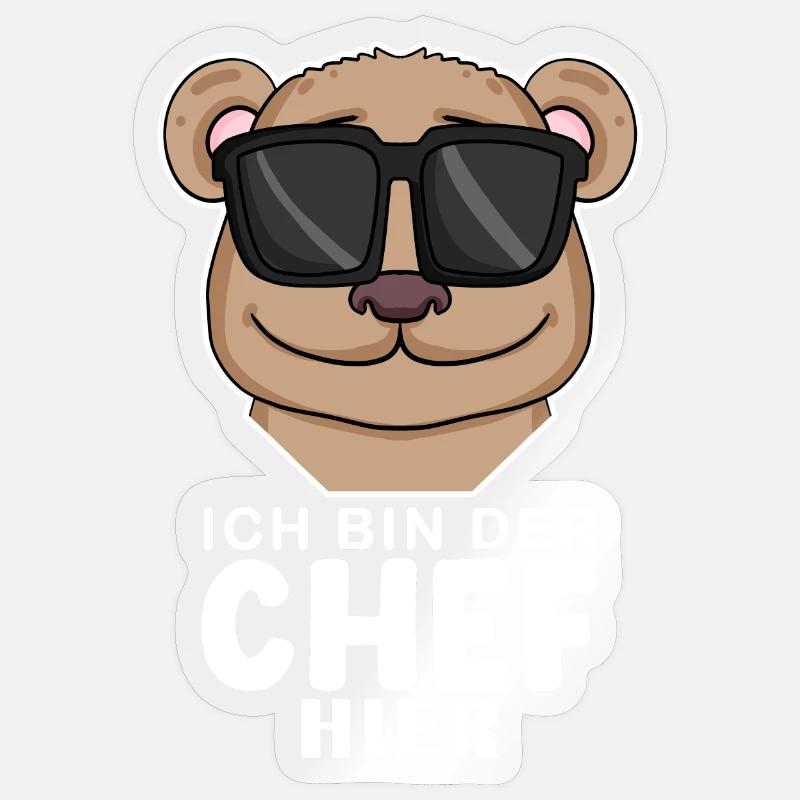 Cool Bär Chef Spruch - Sticker Größe S (10 x 10 cm) - Transparent glänzend