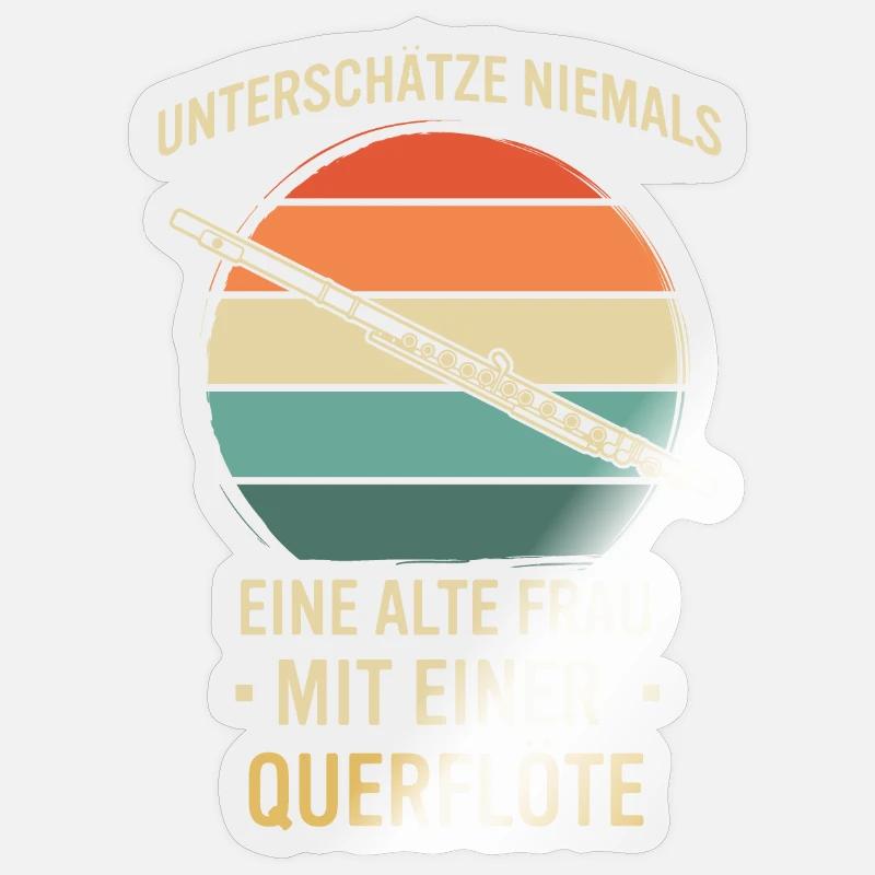 Querflöte Querflötenspieler Querflötist - Sticker Größe S (10 x 10 cm) - Transparent glänzend