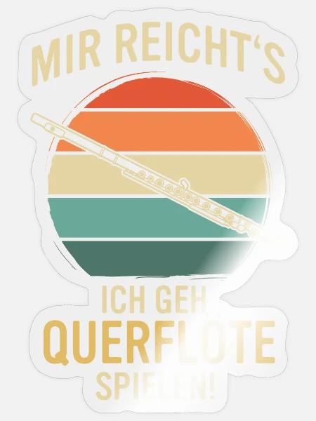 Querflöte Querflötenspieler Querflötist - Sticker Größe S (10 x 10 cm) - Transparent glänzend