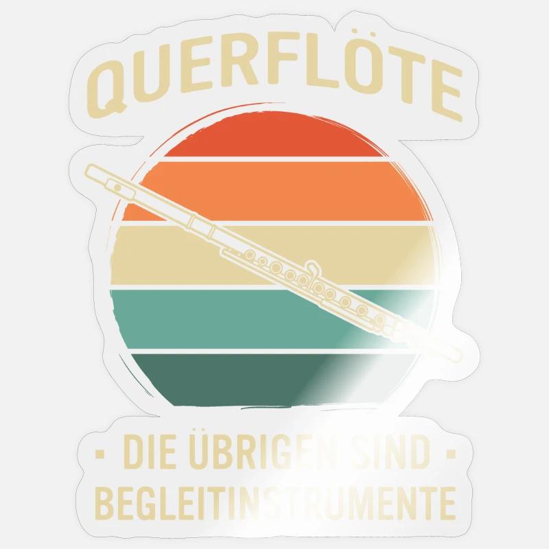 Querflöte Querflötenspieler Querflötist - Sticker Größe S (10 x 10 cm) - Transparent glänzend