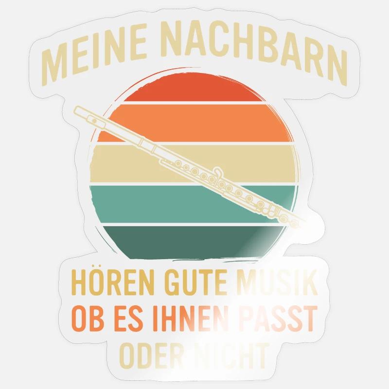 Querflöte Querflötenspieler Querflötist - Sticker Größe S (10 x 10 cm) - Transparent glänzend