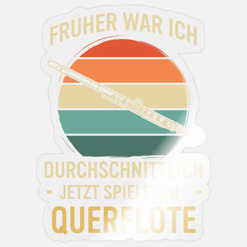 Querflöte Querflötenspieler Querflötist - Sticker Größe S (10 x 10 cm) - Transparent glänzend