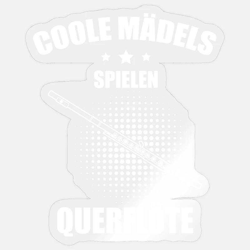 Querflöte Querflötenspieler Querflötist - Sticker Größe S (10 x 10 cm) - Transparent glänzend