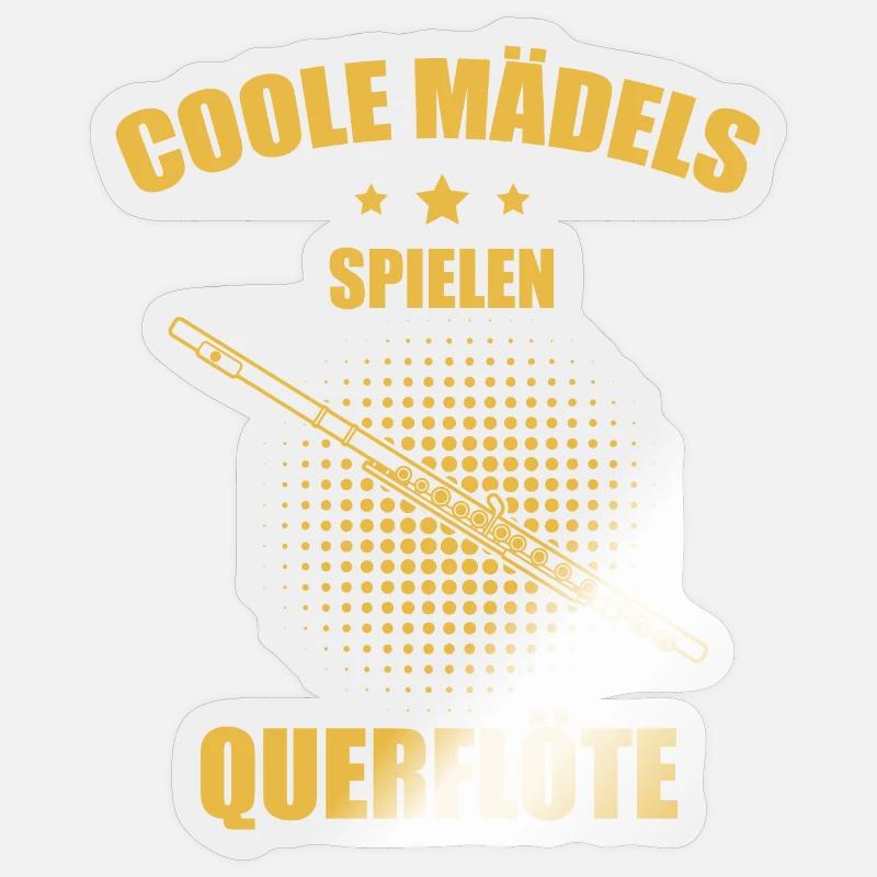 Querflöte Querflötenspieler Querflötist - Sticker Größe S (10 x 10 cm) - Transparent glänzend
