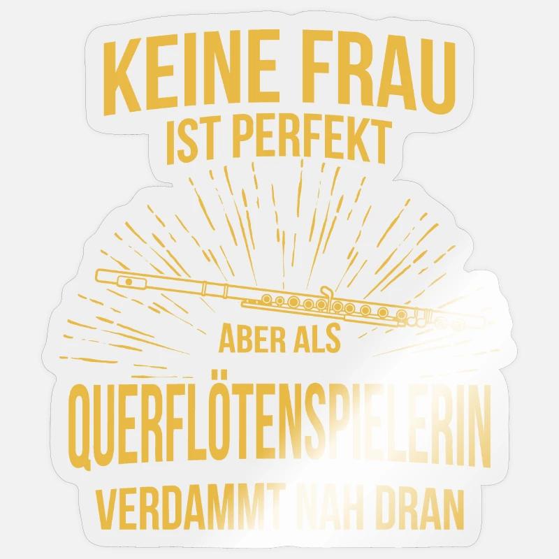 Querflöte Querflötenspieler Querflötist - Sticker Größe S (10 x 10 cm) - Transparent glänzend