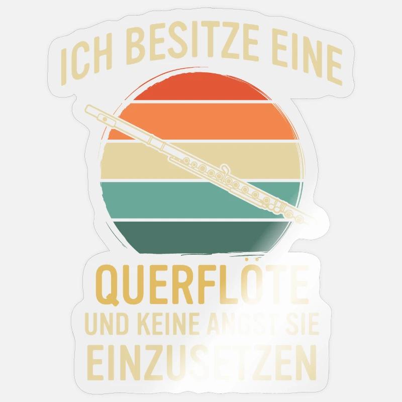 Querflöte Querflötenspieler Querflötist - Sticker Größe S (10 x 10 cm) - Transparent glänzend