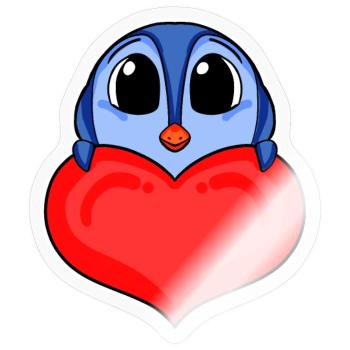 Pinguin mit Herz - Liebe Romantisch - Sticker Größe S (10 x 10 cm) - Transparent glänzend - Vorne