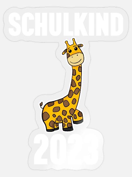 Schuldkind Einschulung Giraffe 2023 - Sticker Größe S (10 x 10 cm) - Transparent glänzend