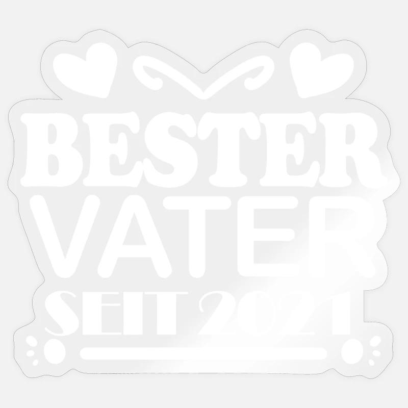 Bester Vater seit 2021 - Sticker Größe S (10 x 10 cm) - Transparent glänzend