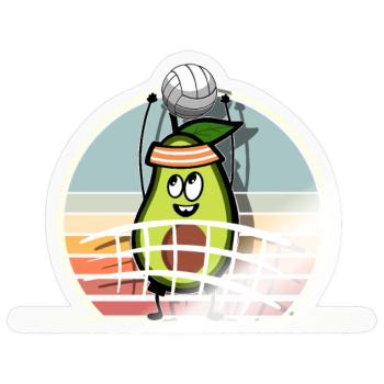 Volleyball Avocado - Sticker Größe S (10 x 10 cm) - Transparent glänzend - Vorne
