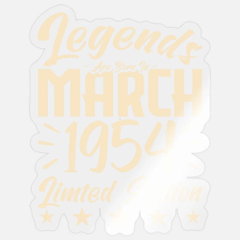 Naissance En Mars 1954. Cadeau d'anniversaire mars - Sticker taille S (10 x 10 cm) - brillant transparent