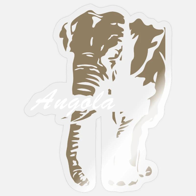 Angola - Elefant - Sticker Größe S (10 x 10 cm) - Transparent glänzend