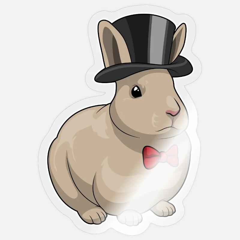 Lapin Groom Top Cylinder Mariage - Sticker taille S (10 x 10 cm) - brillant transparent