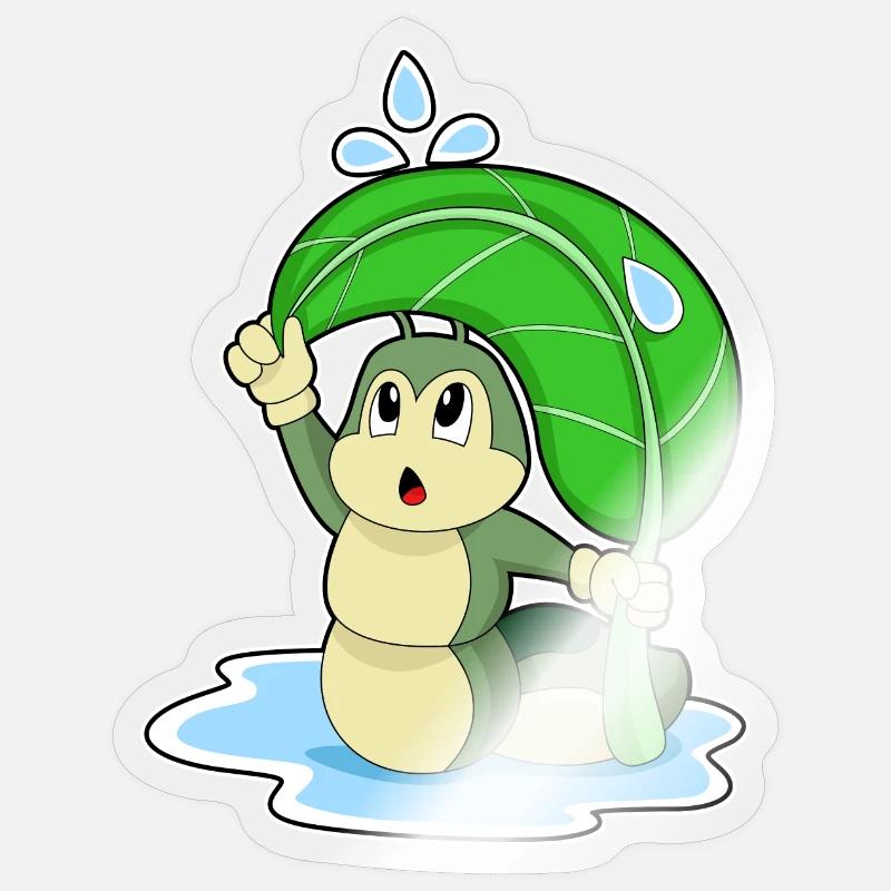 Raupe Regen Regenschirm - Sticker Größe S (10 x 10 cm) - Transparent glänzend
