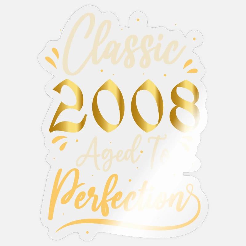Geburtstag 2008 Geschenk 2008 Classic 2008 - Sticker Größe S (10 x 10 cm) - Transparent glänzend