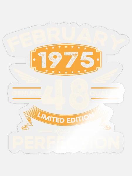 Jahrgang 1975 geboren Vintage 48. Geburtstag Retro - Sticker Größe S (10 x 10 cm) - Transparent glänzend