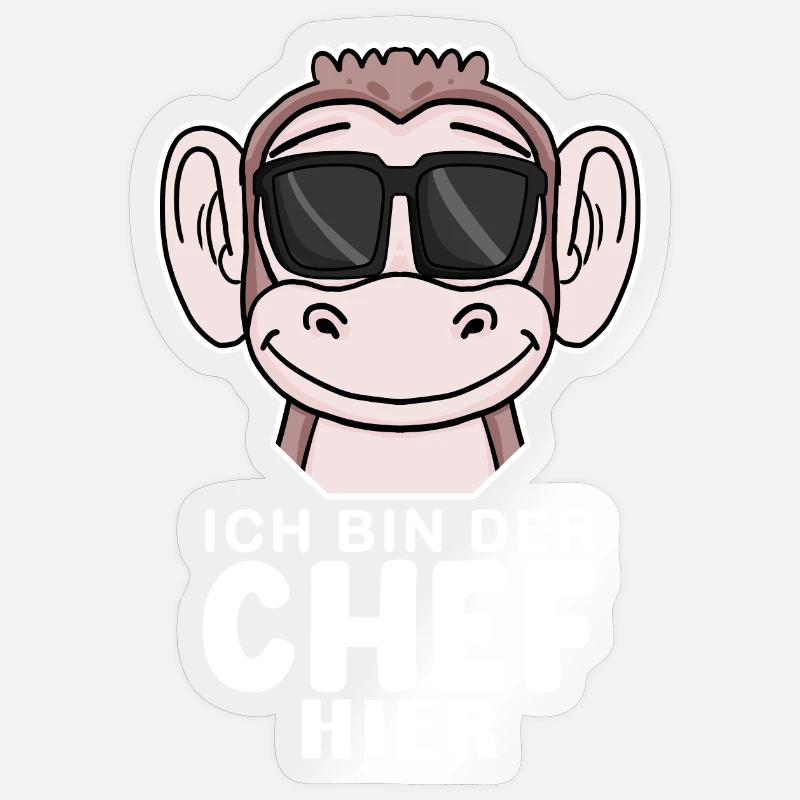 Cool Affe Chef Spruch Sonnenbrille - Sticker Größe S (10 x 10 cm) - Transparent glänzend