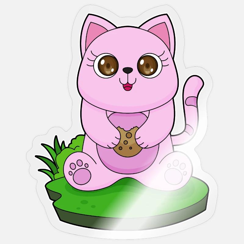 Chat Cookie - Sticker taille S (10 x 10 cm) - brillant transparent