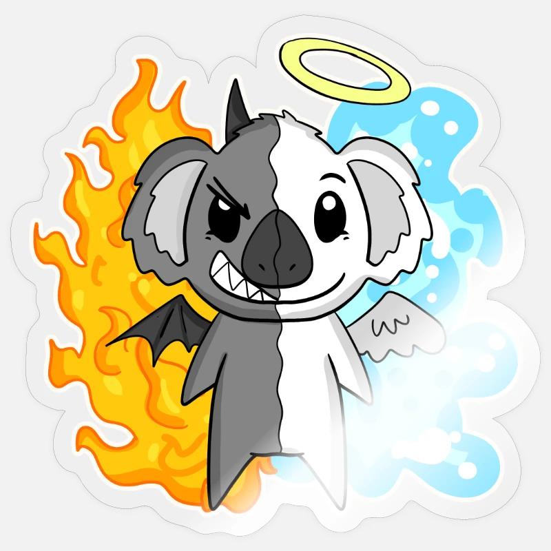 Koala - Engel und Teufel - Sticker Größe S (10 x 10 cm) - Transparent glänzend