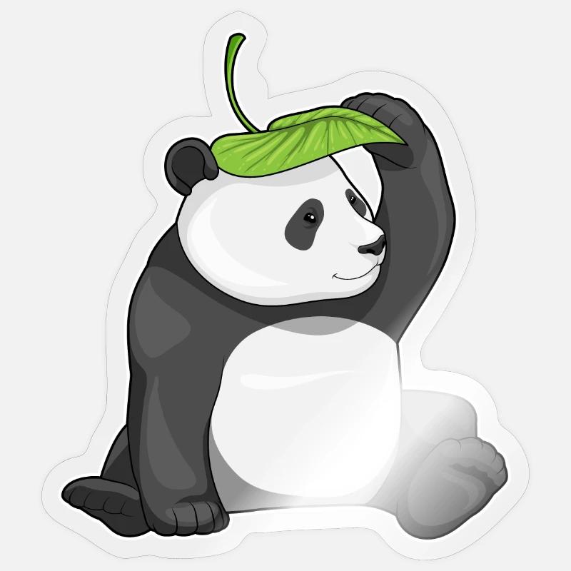 Panda Leaf - Sticker taille S (10 x 10 cm) - brillant transparent