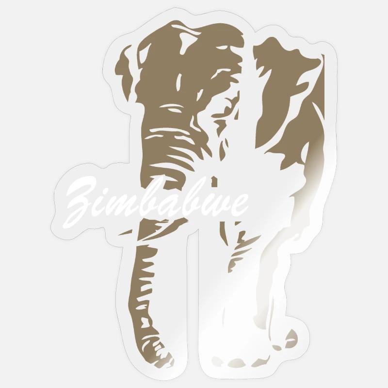 Zimbabwe - Elephant - Sticker size S (10 x 10 cm) - transparent glossy