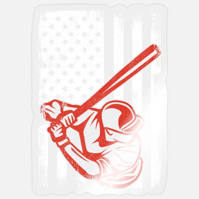 Patriotic baseball player - Sticker size S (10 x 10 cm) - transparent glossy