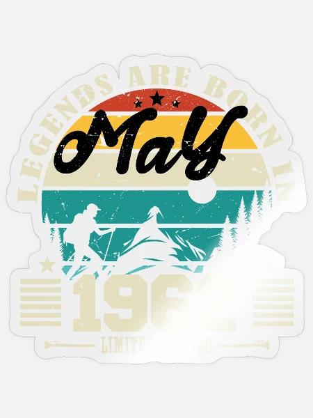 Mai 1962 Geburtstagsgeschenk Mai 1962. Mai 1962. - Sticker Größe S (10 x 10 cm) - Transparent glänzend