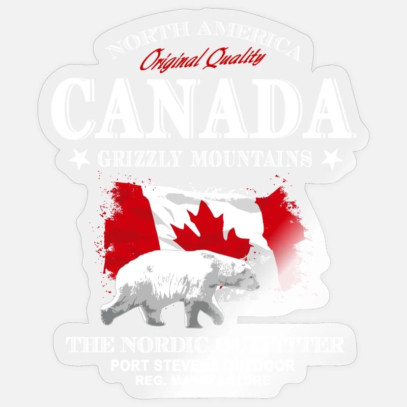 Kanada - Eisbär - Kanada Flagge - Sticker Größe S (10 x 10 cm) - Transparent glänzend