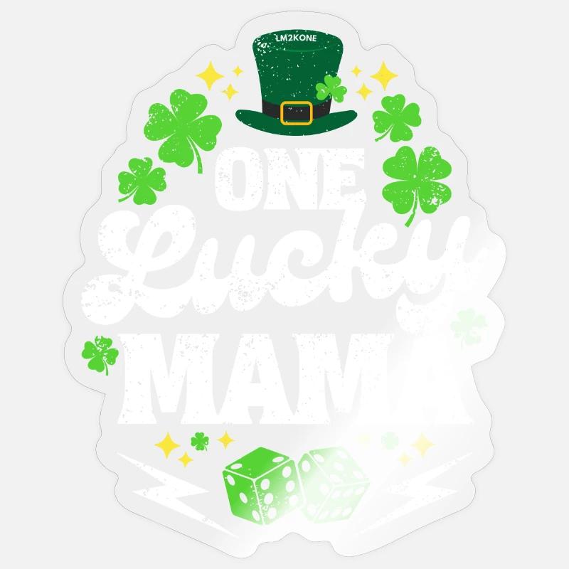 Saint Patrick One lucky mama - Sticker taille S (10 x 10 cm) - brillant transparent