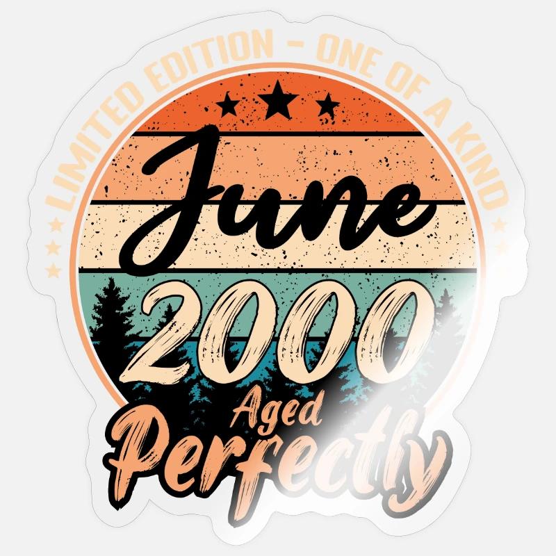 Juni 2000 Jubiläum 2000 Legenden Juni - Sticker Größe S (10 x 10 cm) - Transparent glänzend