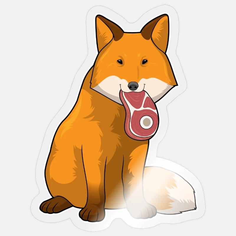 Fuchs Fleisch - Sticker Größe S (10 x 10 cm) - Transparent glänzend
