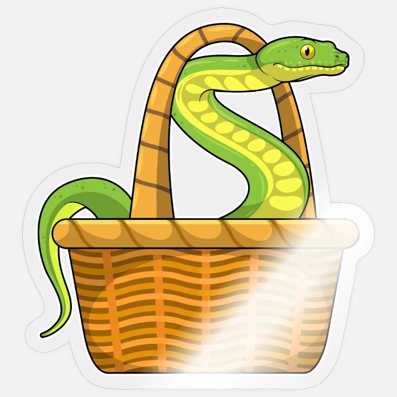 Panier serpent - Sticker taille S (10 x 10 cm) - brillant transparent