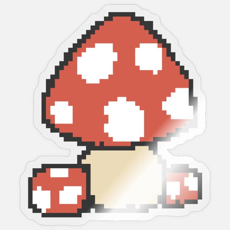 Pixel Art Mushroom Gaming 8-bit Toadstool Gamer Sticker size S (10 x 10 cm)