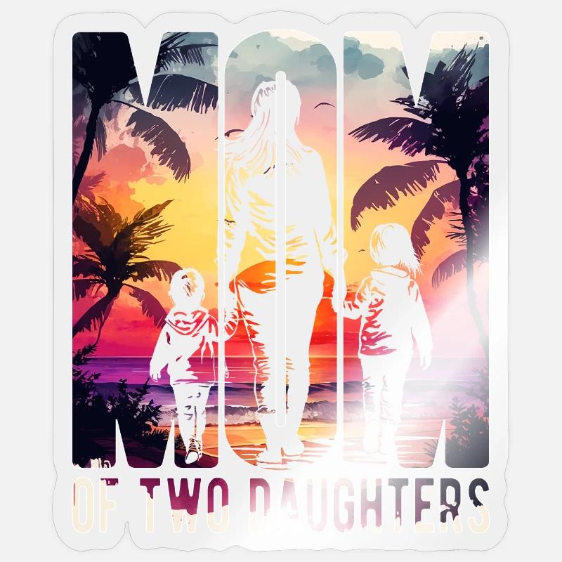 Mutter mit zwei Töchtern Muttertag Strand Mama - Sticker Größe S (10 x 10 cm) - Transparent glänzend