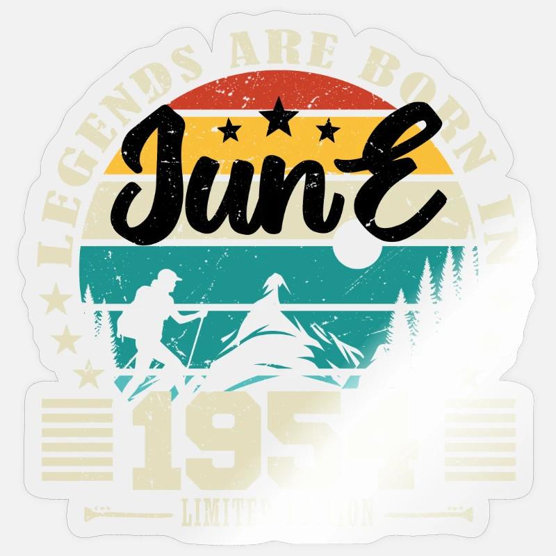 Juni 1954. Geburtstagsgeschenk Juni 1954. Juni. - Sticker Größe S (10 x 10 cm) - Transparent glänzend