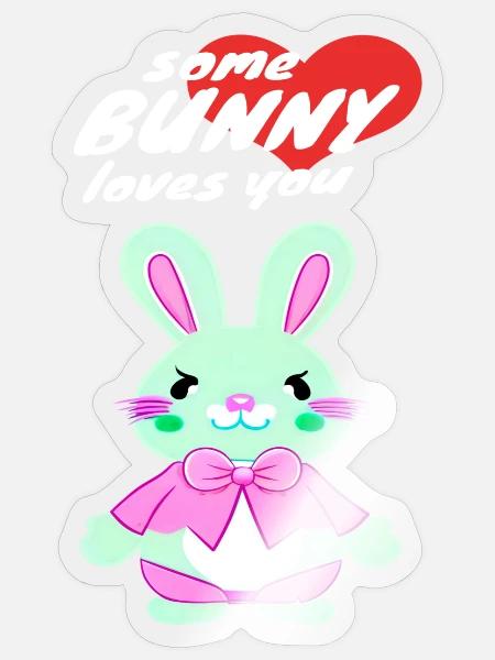 süßes Osterbunny mit Liebesbotschaft - Sticker Größe S (10 x 10 cm) - Transparent glänzend