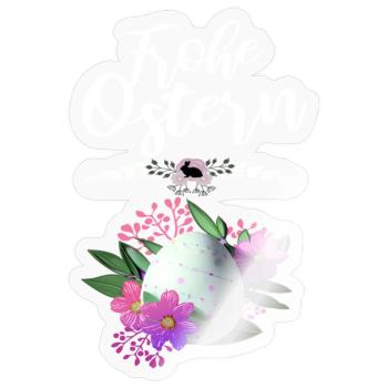 Frohe Ostern Osterei Floral - Sticker Größe S (10 x 10 cm) - Transparent glänzend - Vorne