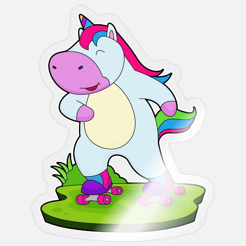 Einhorn Inline skating Rollschuhe - Sticker Größe S (10 x 10 cm) - Transparent glänzend