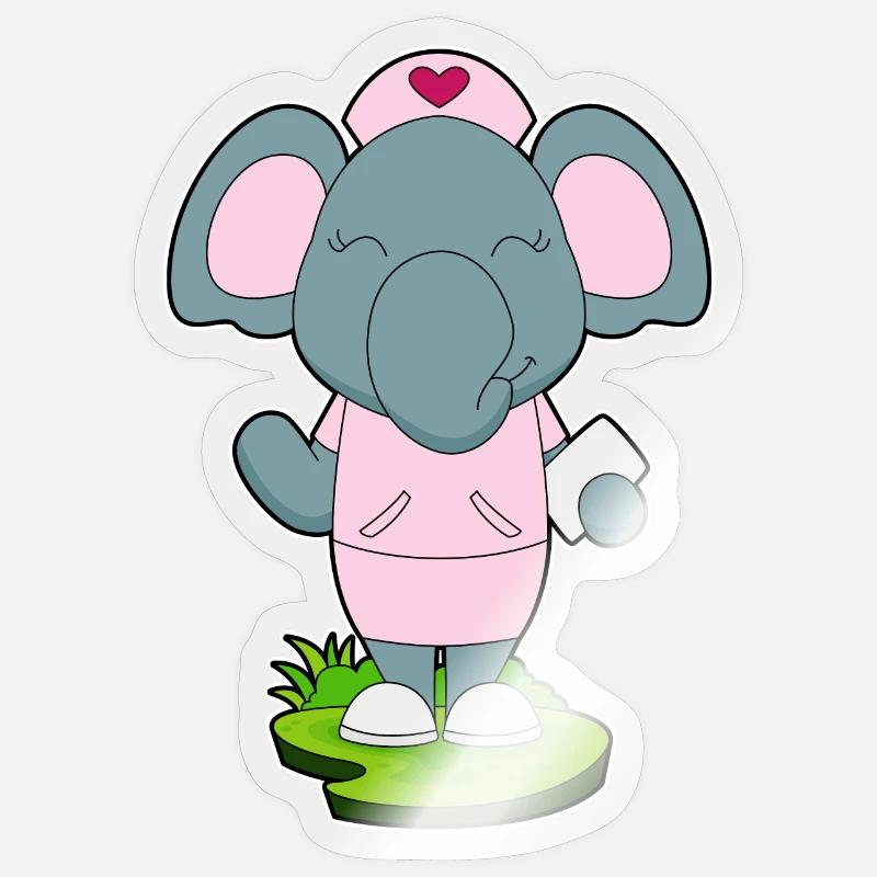 Elefant Krankenschwester  - Sticker Größe S (10 x 10 cm) - Transparent glänzend