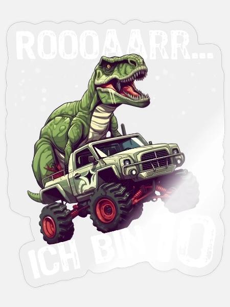 10. Geburtstag Jungs T-Rex Monster-Truck Design - Sticker Größe S (10 x 10 cm) - Transparent glänzend