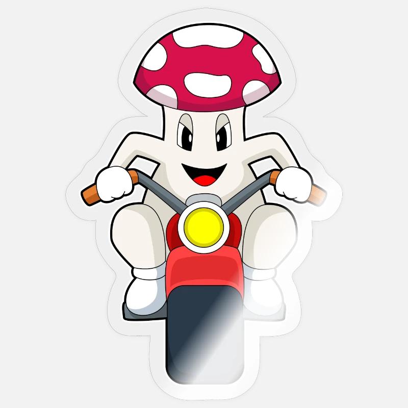 Pilz Motorrad - Sticker Größe S (10 x 10 cm) - Transparent glänzend