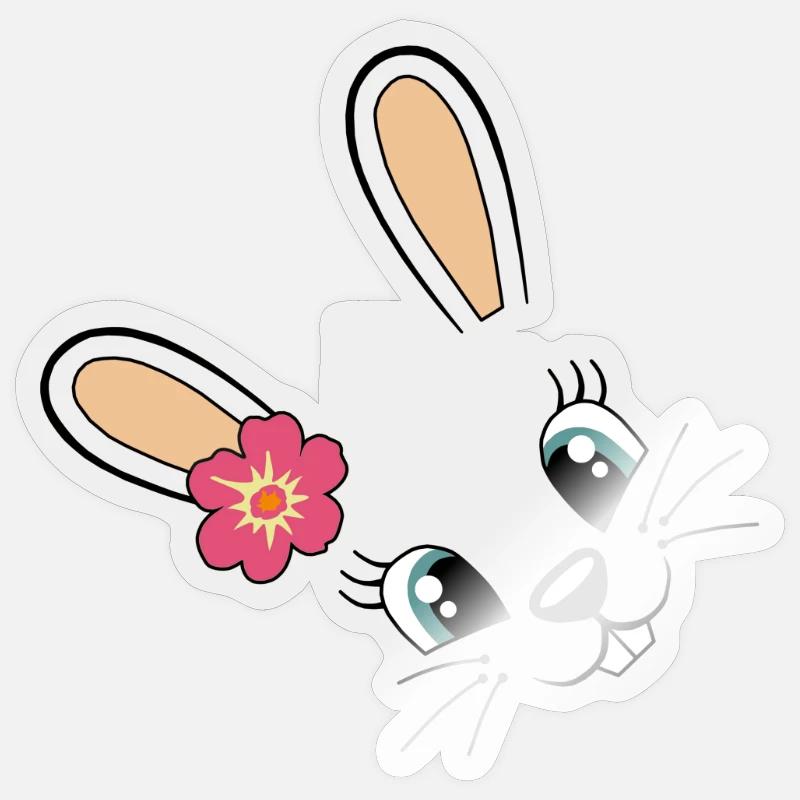 Bunny Cute Bunny Easter Easter Bunny Cute Flower Sticker size S (10 x 10 cm)